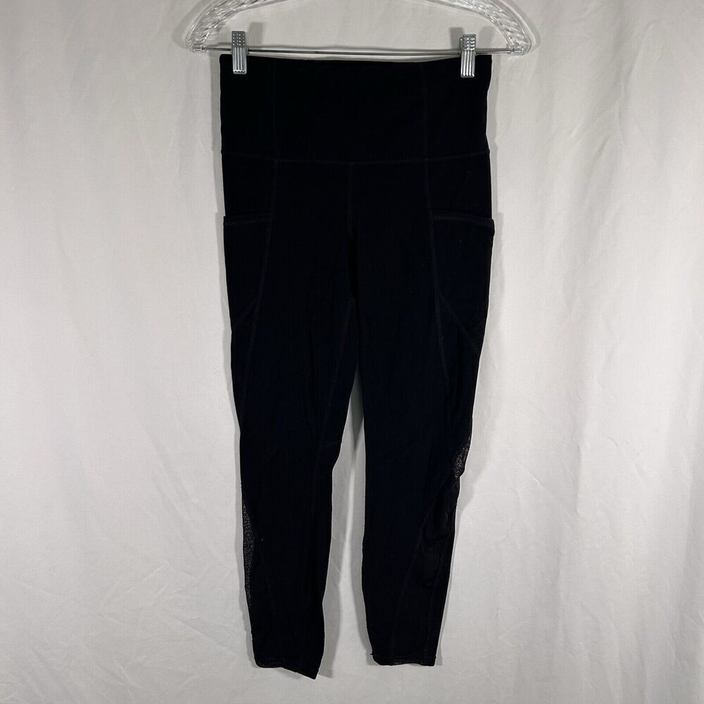 Athleta Leggings Women's Small Black Breathable Pull On Mid Rise Pockets